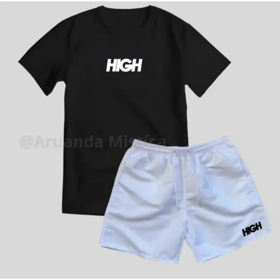 Kit Camiseta Algodão Masculina Short Tactel Masculino Com Bolso Camiseta Estilosa