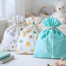 Kit 3 Saquinhos Organizadores Infantil para Roupas Limpas e Sujas Creche Maternidade