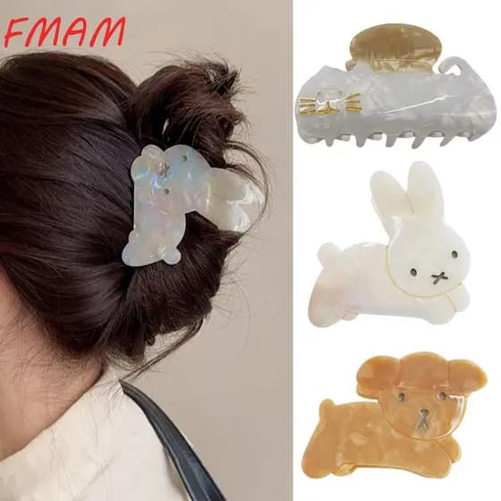 Garra De Cabelo De Coelho FMAM , Grampo Cachorro Fofo , Grampos Estilo Ins De Acetato Moderno E Elegante Para Mulheres M