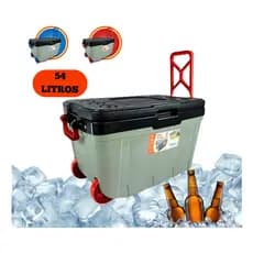 Cooler Com Rodinhas 54 Litros Térmica Com Alça Transporte Para Conservação Bebidas e Alimentos