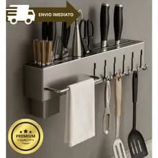 Suporte para Armazenamento de Facas Ganchos Talheres Utensílios de Cozinha Organizador