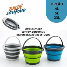 Balde Retrátil Sanfona Dobrável Opção 4L 5L 23L Cor Sortida