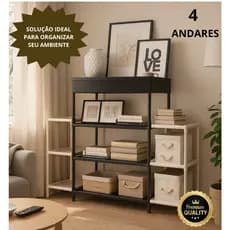 Estante Organiizadora 4 Andares Multiuso Funcional Sala Quarto Lavanderia Fácil Montagem
