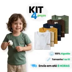 Kit Camisetas Infantil Básica Menino 100% algodão Cores Sortidas Tamanho 1 ao 10 Casual Presente