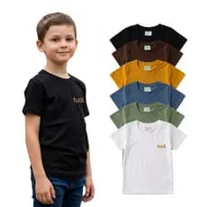 Kit Camisetas Manga Curta Infantil Menino Básica Lisa Confortável Tamanho 1 ao 10 100% Algodão