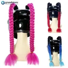 GRANDSTORE 2 Pçs Capacete Da Motocicleta Dupla Trança Tranças Decoração Mulher Peruca Para Capacetes De Moto Torção Rabo