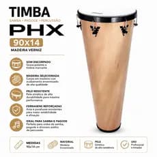 TIMBA SAMBA PAGODE PERCUSSÃO PHX 90x14 MADEIRA VERNIZ