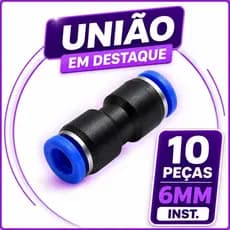 Kit10 UNIÃO INSTANTANEA PLASTICO PU  6MM drenagem linha pesada industrial mangueira pneumática ar