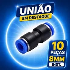 10 Un Conexão União Reta Plástica 8mm Pneumática Instantânea
