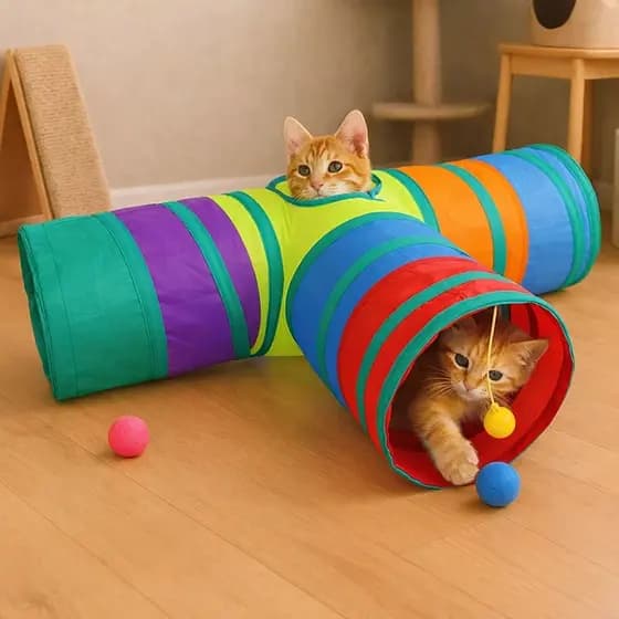 Túnel Colorido Bolinhas Anti Estresse Casinha Pets Animal Gatos Brinquedo Moveis Habitats
