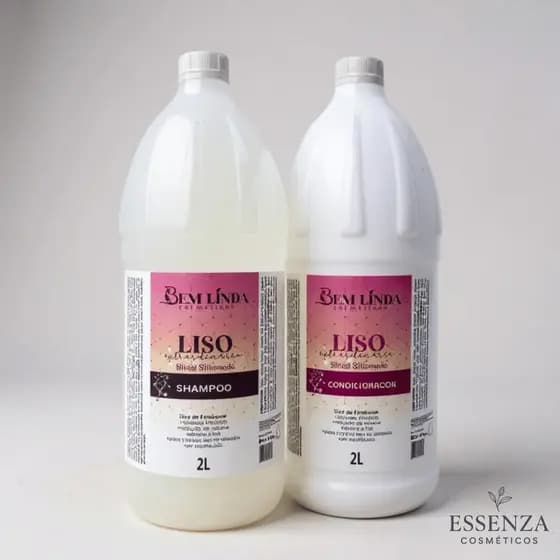 Kit Liso Extraordinário Shampoo e Condicionador 2L Hidratação Brilho Anti Frizz Profissional Sem Sal