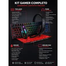 Kit De Teclado E Mouse Gamer Twolf Tf800 4 Em 1 Cor Usa Teclado Preto