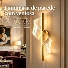 Luminária de Parede LED Espiral 12W 3 Cores Luz Sem Cintilação Abajur Acrílico Moderno Quarto Sala Escritório Dourado