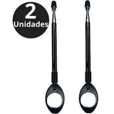 KIT 2 Antenas de Moto Corta Linha de Pipa Retrátil 7 Estágios Anti Cerol Aço Inox Guidão ( Preto )