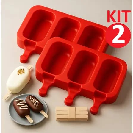 Formas Para Picolé, Sorvete Caseiro de Silicone comTampa + Palito IMPORT PREMIUM