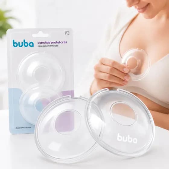 Kit 2 Concha Coletora de Leite Protetores de Seios Para Amamentação em Silicone Buba