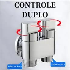 Registro Duplo Válvula Dupla 1 Entrada 2 Saída Para Máquina De Lavar e Torneira De Vaso Sanitário