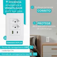 Tomada1/2/3 /4 de Parede Dupla Com Entrada Usb e tipo C 5V Bivolt - 4 em 1 Carregamento Rápido Multi Carregamento