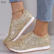 2024 Novo Estilo Tênis Casuais Femininos com Lantejoulas FEAS