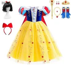 Fantasia de Branca de Neve para Menina Bebê, Vestido de Princesa para Festa de Halloween e Carnaval, Roupas de Cosplay d
