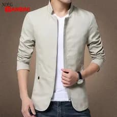 Blazer Casual Masculino com Gola, Jaqueta, Ajuste Slim, Negócios, Formal, Zíper NOTS