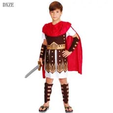 Fantasia de Guerreiro Gladiador Grego Romano Antigo para Crianças, Fantasia de Cavalheiro Júlio César para Meninos