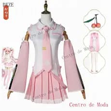 Peruca de Fantasia de Cosplay Anime Miku Conjunto Completo de Acessórios para Festa de Halloween para Meninas e Mulheres