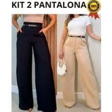 Kit 2 Calça Pantalona Alfaiataria ziper Lateral Acompanha 1 Cinto Super PROMOÇAO Do P  ao GG