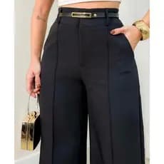 Calça  Alfaiataria Feminina Premium Ziper Na Lateral Com Bolso e Cinto PROMOÇAO