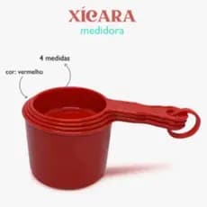 Xícaras Medidoras Vermelho – Conjunto com 4 Medidas Essenciais para Preparos Precisos e Eficientes