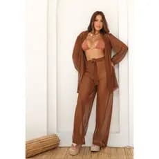 Saída de praia conjunto Pérola. No tecido de tule/ verão 2026 Moda praia Feminina