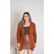 Cardigan em Tricot Feminino Longo com bolso Moda inverno Estilo e Elegância