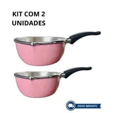 KIT 2 Papeiros Em Alumínio NA COR ROSA Ideal Para Papinhas Purê Mingau Comida N°14 N°16