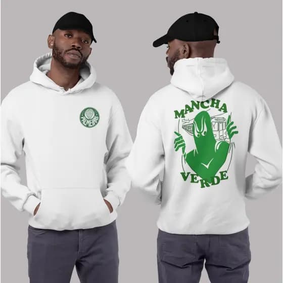 Moletom Masculino Torcida Mancha Verde Time  Blusa de Frio Algodão Flanelado Palmei ras