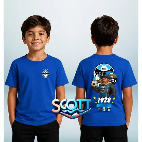 Camiseta infantil torcedor do Grêmio 100% algodão unissex