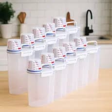 Kit 10 Pote Hermético Para Alimento Mantimento Arroz Pet Ração Copo Medidor Bico Dosador Tampa 2,5 L