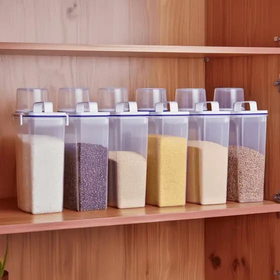Kit 6 Pote Hermético Para Alimentos Arroz Mantimento Sabão Ração Copo Bico Dosador Tampa 2,5 L