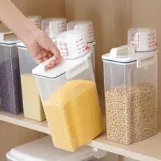 Kit 5 Potes Herméticos Porta Mantimentos Café Farinha Arroz Feijão Lavanderia Sabão Amaciante 2L