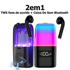 2 em 1 2025 novo TWS fone de ouvido + Caixa De Som Bluetooth PortátilCom Microfone MING Sem Fio Bluetooth 5.0