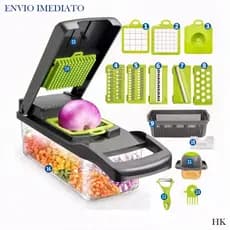 Cortador Ralador Picador Multifuncional 16 em 1 Fatiador de Legumes Cozinha com Lâminas Inox