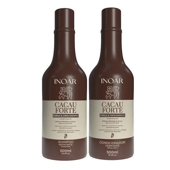 KIT Inoar Cacau Forte Força e Crescimento Shampoo e Condicionador de 500ml