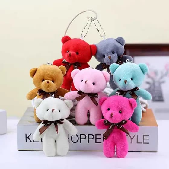 kit 6/12/24 unis Chaveiro Com Pingente De Urso Ttedy De Pelúcia cor aleatorio/12cm