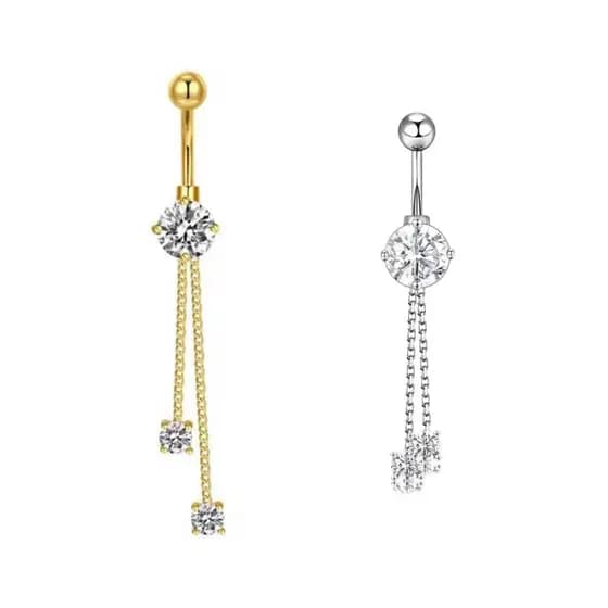 Perfeito Piercing Para umbigo Zircônia Correntes Decoração Anel Umbilical Aço Inoxidável