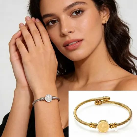 Pulseira Protetora Feminina De Aço Inoxidável Ajustável São Bento