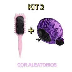 Kit 2 -Escova Onda +Touca Dupla Face de Cetim Cuidados com os Cabelos