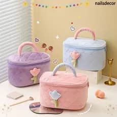 Bolsa De Maquiagem NAILSDECOR , Bolsas De Cosméticos Com Flores De Tulipa De Grande Capacidade , Estojos De Armazenament