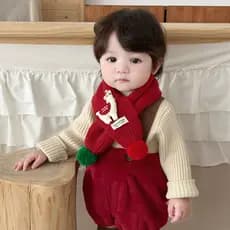 Natal cachecol infantil outono inverno meninos meninas moda lã vermelha bebê cruz cachecol à prova de vento cachecol de