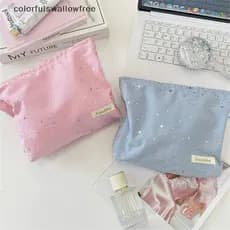 colorfulswallowfree Bonito Doce Estrela Lantejoulas Bolsa De Cosméticos Grande Capacidade Portátil Armazenamento De Viag