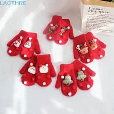 LACTHRE Natal Crianças Mittens Condução Esportes Plus Veludo Adulto Sino Presente Elk Dedos Completos Luvas