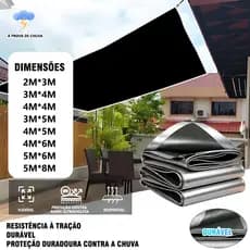 Lona Blackout Cinza Preta Impermeável 300 Micras Grossa 180g/m2